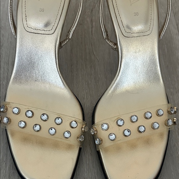Zara Metallic Gold Sandals with Crystal Accents - Picture 2 of 7